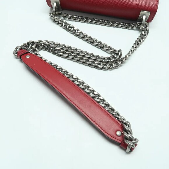 PRADA Monochrome Red Leather Shoulder Bag 891-032625 - Picture 8 of 12